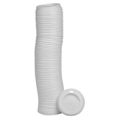 URBNLIVING 100 Pcs Plastic Coffee Cup Sip Through Lids Fit Size 8oz Hot Drinks Paper Cups White Lid