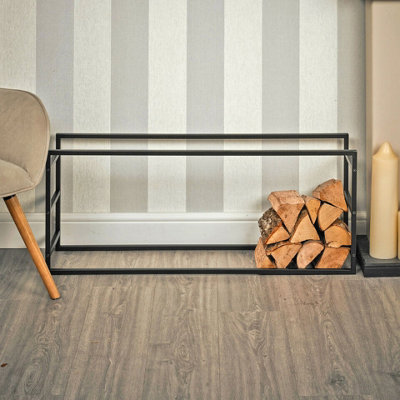 URBNLIVING 100cm Width Large Horizontal Black Firewood Log Rack Storage ...