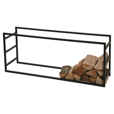 URBNLIVING 100cm Width Large Horizontal Black Firewood Log Rack Storage ...