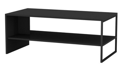 URBNLIVING 100cm Width Wooden Coffee Table Steel Frame Open Storage Shelf Living Room Furniture, Black