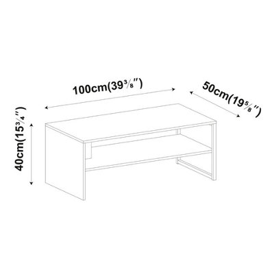 URBNLIVING 100cm Width Wooden Coffee Table Steel Frame Open Storage Shelf Living Room Furniture, Black