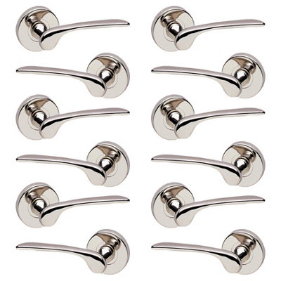 URBNLIVING 105mm Length 12 Pcs Como Metal & Polished Nickel Rose Lever ...
