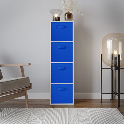 URBNLIVING 106cm Height 4 Tiers White Wooden Shelves Cubes Storage ...
