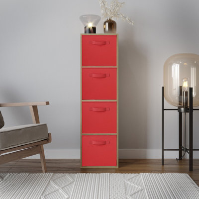 URBNLIVING 106cm Height Distressed Wood 4-Tier Cube Shelving Unit with ...
