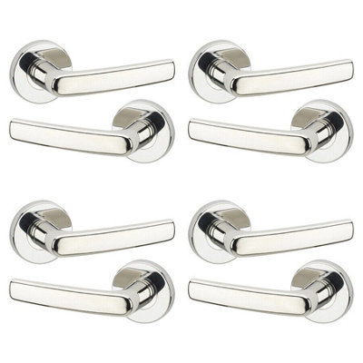 URBNLIVING 107mm Length 8 Pcs Devon Metal & Polished Nickel Lever Latch ...