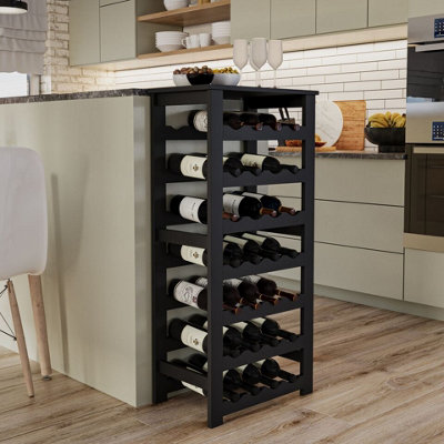 URBNLIVING 108cm Height 7-Tier Black Wine Rack Freestanding Holds 28 ...