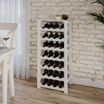 URBNLIVING 108cm Height 7-Tier White Wine Rack Freestanding Holds 28 Bottles Home Bar Stand