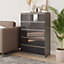 URBNLIVING 109cm Tall 5 Drawer High Gloss Bedside Chest of Drawers with Smooth Metal Runner Grey & Grey
