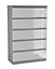 URBNLIVING 109cm Tall 5 Drawer High Gloss Bedside Chest of Drawers with Smooth Metal Runner Grey & White