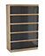 URBNLIVING 109cm Tall 5 Drawer High Gloss Bedside Chest of Drawers with Smooth Metal Runner Oak & Black