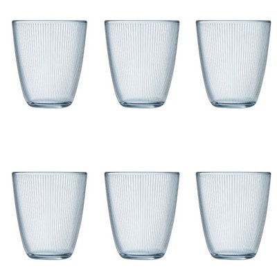 URBNLIVING 10cm Height 310ml Stripy Glass  Set of 6 Pcs