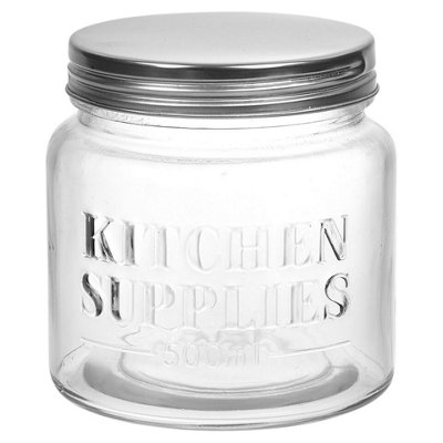 URBNLIVING 10cm Height 500ml Smooth Glass Storage Jars Food Kitchen ...