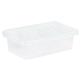 URBNLIVING 10cm Height 6L Plastic Storage Boxes Clear  Clip Lid Quality Container Lightweight