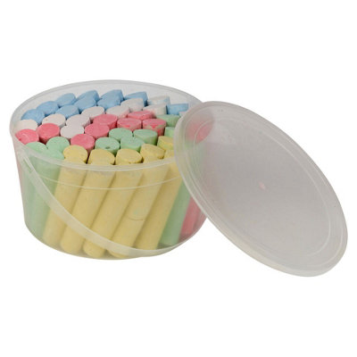 URBNLIVING 10cm Length 50Pcs Jumbo Coloured Giant Kids Chalk in Tub Outdoor Playground Sidewalk School