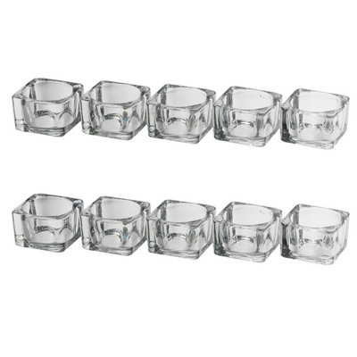 URBNLIVING 10Pcs Decorative Square Glass Mini Tea Light Candle Holders Weddings Home Party
