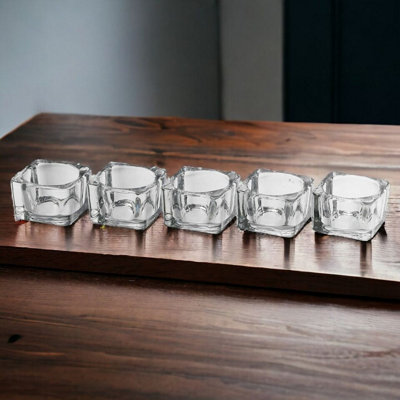 URBNLIVING 10Pcs Decorative Square Glass Mini Tea Light Candle Holders Weddings Home Party