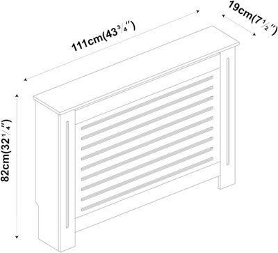 URBNLIVING 111cm Width Medium Grey Modern Wooden Radiator Cover MDF Grill Shelf Cabinet Furniture