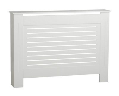 URBNLIVING 111cm Width Medium White Modern Wooden Radiator Cover MDF Grill Shelf Cabinet Furniture