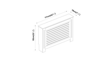 URBNLIVING 111cm Width Medium White Modern Wooden Radiator Cover MDF Grill Shelf Cabinet Furniture - 3