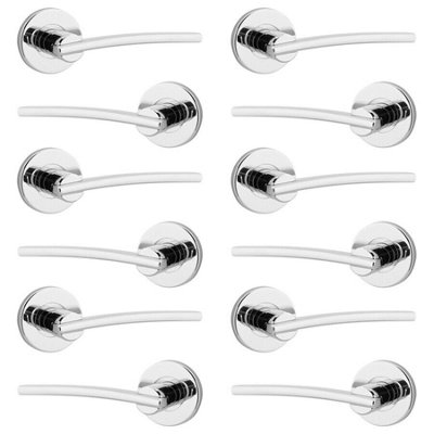 URBNLIVING 112mm Length 12 Pcs Hampstead Metal & Polished Nickel Lever Latch Door Handles Set