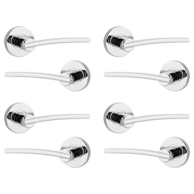 URBNLIVING 112mm Length 8 Pcs Hampstead Metal & Polished Nickel Lever Latch Door Handles Set