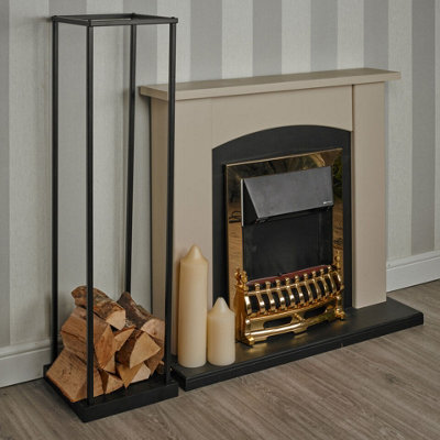 URBNLIVING 115cm Height Vertical Black Firewood Log Rack Storage Shelf ...