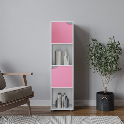 URBNLIVING 119cm Height White 4 Cube Bookcase Shelving Display Shelf ...