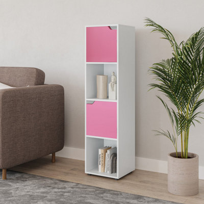 URBNLIVING 119cm Height White 4 Cube Bookcase Shelving Display Shelf ...