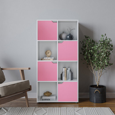 URBNLIVING 119cm Height White 8 Cube Bookcase Shelving Display Shelf ...