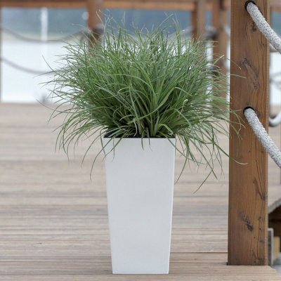 URBNLIVING 12.5cm Width Matt White Square Flower Plant Pot Indoor Outdoor Garden Patio Planters