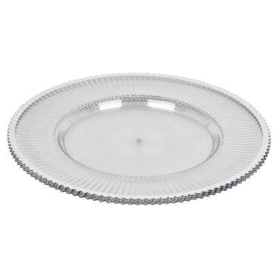 URBNLIVING 12 Pcs Clear Flower Charger Plates Silver Wedding Tableware ...