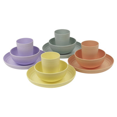 URBNLIVING 12 Pcs Reusable Dinner Picnic Set Unbreakable Plastic Bowls Plates & Cups Outdoor Combopack - 5