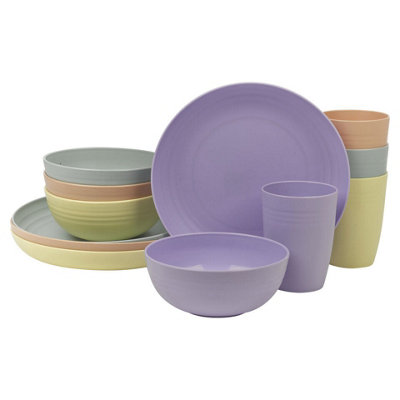Outdoor Reusable Plastic Plates And Cups URBNLIVING 12 Pcs