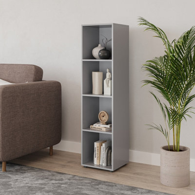 URBNLIVING 120cm Height Grey 4-Cube Shelving Unit - Tall