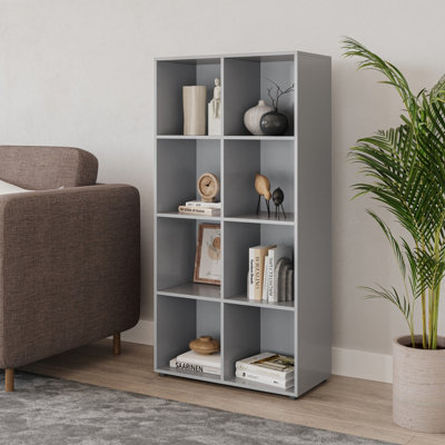 URBNLIVING 120cm Height Grey 8-Cube Shelving Unit - Tall