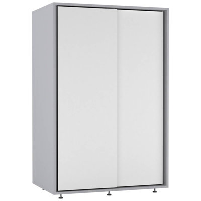 URBNLIVING 120cm Height Grey Carcass with 2 White Sliding Doors ...