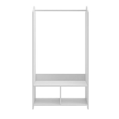 URBNLIVING 120cm Height Kids MDF Wooden Hanging Clothes Rail Wardrobe Storage Display Shelves & Mirror - 5