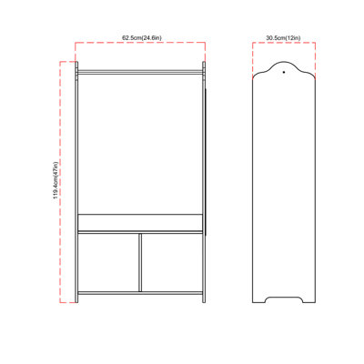 URBNLIVING 120cm Height Kids White Wooden Hanging Clothes Rail Light Pink Wardrobe Storage Shelves with Mirror - 4