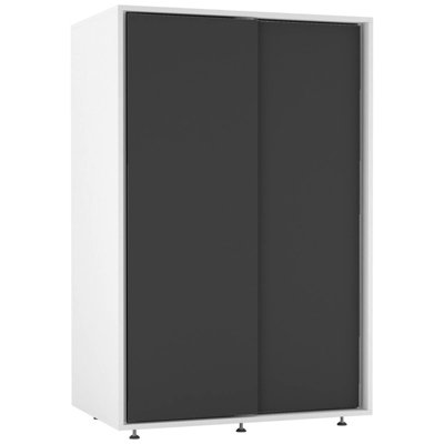 URBNLIVING 120cm Height White Carcass with 2 Black Sliding Doors ...