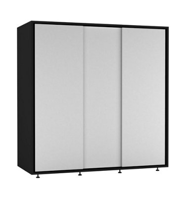 URBNLIVING 120cm Wide Black Carcass with 3 Sliding White Doors Children ...