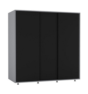 URBNLIVING 120cm Wide Grey Carcass with 3 Sliding Black Doors Children ...
