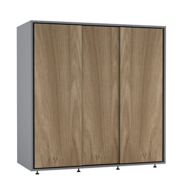 URBNLIVING 120cm Wide Grey Carcass with 3 Sliding Oak Doors Children ...