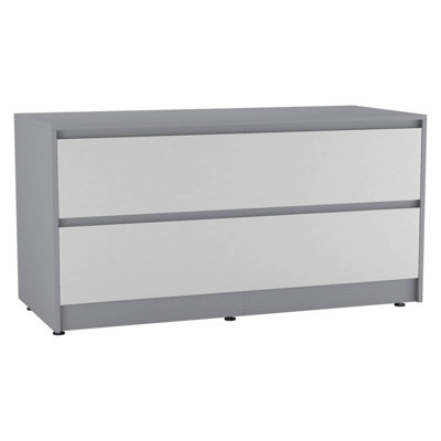 URBNLIVING 120cm Wide Grey Carcass with 4 White Drawer Bedside End ...
