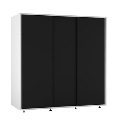 URBNLIVING 120cm Wide White Carcass with 3 Sliding Black Doors Children ...
