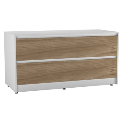 URBNLIVING 120cm Wide White Carcass with 4 Oak Drawer Bedside End ...