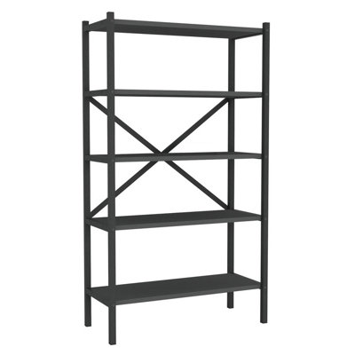 URBNLIVING 121cm Height 5-Shelf Anthracite Wooden Bookcase With Metal Frame Home Décor Storage and Shelving Unit