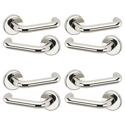 URBNLIVING 125mm Length 8 Pcs Return Metal & Polished Nickel Rose Lever ...