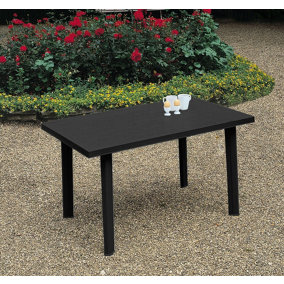 URBNLIVING 126cm Length Anthracite Large Summer Weather Proof Plastic Rectangle Table Garden Patio Dining Furniture