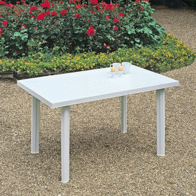 URBNLIVING 126cm Length White Large Summer Weather Proof Plastic Rectangle Table Garden Patio Dining Furniture