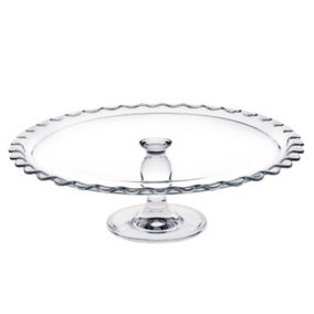 URBNLIVING 12cm Height Maxi Patisserie Stylish Round Clear Glass Footed Serving Dish Plate
